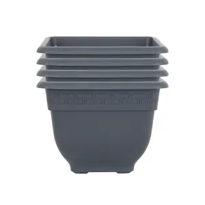 Wham Pack 4 Bell Pot 37cm Square Plastic Planter Slate