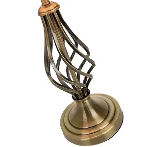 Traditional Antique Brass Table Lamp with Barley Twist Base and Linen Shade