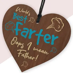 Red Ocean Funny Fathers Day Sign From Daughter Son Wood Heart Novelty Gift For Dad