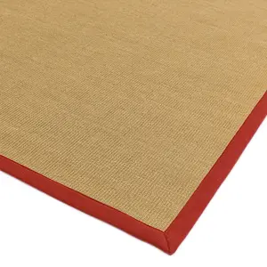 Red Bordered Plain Modern Easy to clean Rug for Dining Room Bed Room and Living Room-68 X 300cm (Runner)