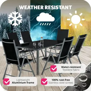 Garden Chairs Set of 6 - foldable, aluminium, 7-position adjustable backrest - anthracite