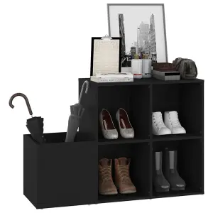 Berkfield Hall Shoe Cabinet Black 105x35.5x70 cm Engineered Wood