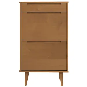 Berkfield Shoe Cabinet MOLDE Brown 59.5x35x103 cm Solid Wood Pine