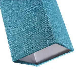 Modern and Stylish Textured Teal Linen Fabric Tall Rectangular 25cm Lampshade