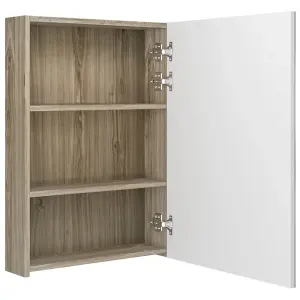 Berkfield LED Bathroom Mirror Cabinet White and Oak 50x13x70 cm