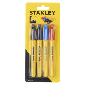 Stanley Assorted Fine tip Permanent Marker pen, Pack of 4