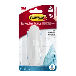 3M Command Designer Large White Bath Hook (Holds)2.2kg