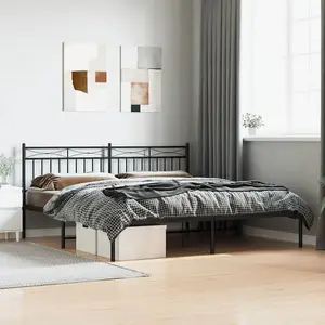 Berkfield Metal Bed Frame with Headboard Black 183x213 cm