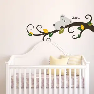 Walplus Sleeping Koala And Tree Branch Kids Sticker PVC Multicoloured