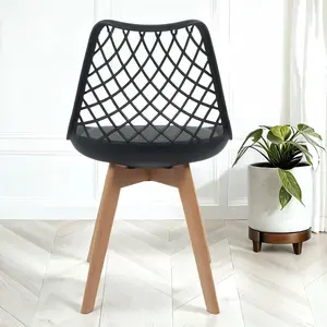 2x Alma Dining Chairs In Black With Wooden Legs