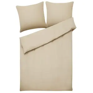 Duvet Cover Set AVONDALE 155 x 220 cm Cotton Sateen Beige