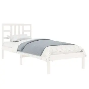 Berkfield Bed Frame White Solid Wood 90x200 cm