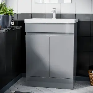 Nes Home Alaska Grey 600 mm Freestanding Basin Vanity Unit