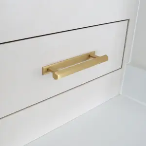 Satin Brass Hexagonal Cabinet T Bar Handle - Solid Brass - Hole Centre 160mm - SE Home