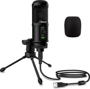 Veetop USB Microphone Metal Computer Condenser PC Mic For Gaming Podcasting Streaming Recording Voiceover Youtube Skype Twitch Zoom Cardioid With