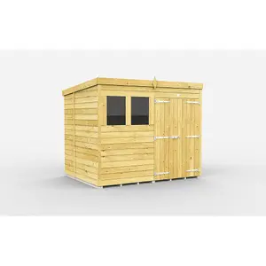 DIY Sheds 8x7 Pent Shed - Double Door With Windows