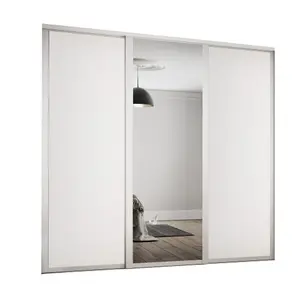 Panel Shaker With 1 mirror door White 3 door Sliding Wardrobe Door kit (H)2260mm (W)2136mm