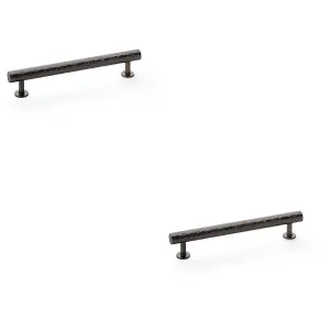 2 PACK - Hammered T Bar Pull Handle - Dark Bronze - 160mm Centres SOLID BRASS Drawer