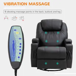 HOMCOM 8-Point Massage Recliner Chair Sofa Rocking Swivel W/ Remote Control