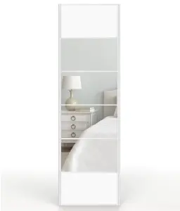 Shush Doors Mirrored White Satin Sliding Wardrobe Door 650mm x 2400mm