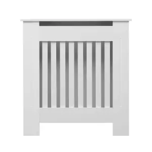 Oypla Small White Wooden Slatted Grill Radiator Cover MDF Cabinet