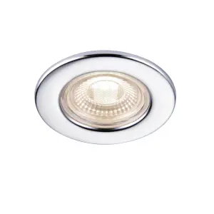 GoodHome Hodgkin Chrome effect Fixed LED Fire-rated Neutral white Downlight IP65