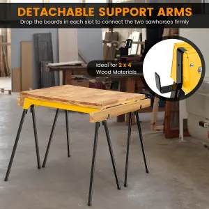 Costway 2 Pack Folding Sawhorses Lightweight & Portable Workbench Tool Stands w/ Handle No Assembly