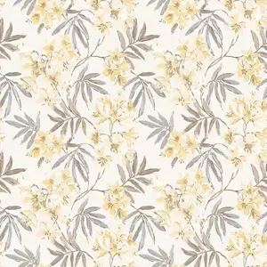 Galerie Abby Rose 4 Turquoise Yellow Grey Cream Linen Floral Smooth Wallpaper