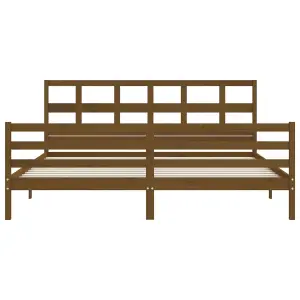 Berkfield Bed Frame with Headboard Honey Brown 200x200 cm Solid Wood