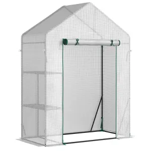 Outsunny Greenhouse for Outdoor, Portable Gardening Plant Grow House with Shelf 143L x 73W