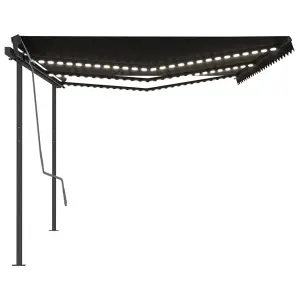 Berkfield Manual Retractable Awning with LED 6x3.5 m Anthracite