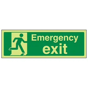 Emergency Exit Safe Condition Sign - Glow in the Dark - 300x100mm (x3)