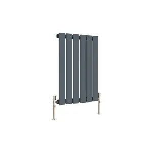 Horizontal Single Flat Panel Radiator, Anthracite (H)600mm x (W)408mm, 6 Tubes , BTU 1328