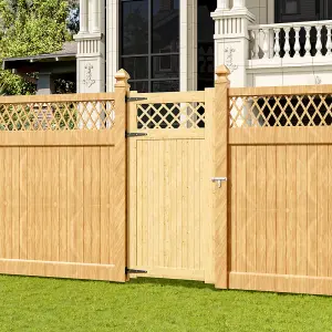 Rhombus Garden Wood Fence Gate with Door Latch 90cm W x 180cm H