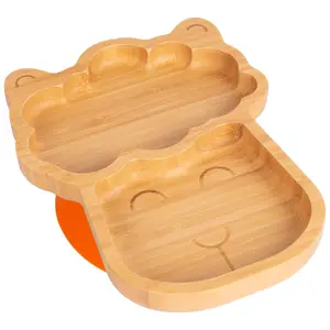 Tiny Dining - Children's Bamboo Suction Llama Plate - Orange