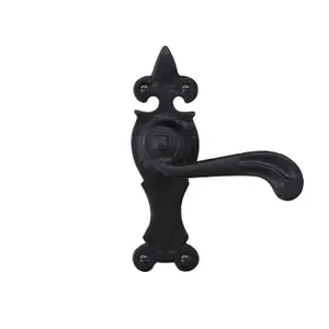 Colours Lunca Matt Black Steel Scroll Latch Door handle (L)119mm