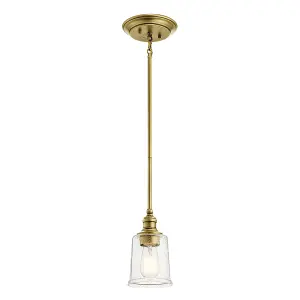 Elstead Waverly 1 Light Mini Pendant, Natural Brass, E27