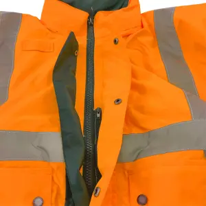 Hi-Vis Contrast Coverall - Orange and Navy Winter Lined Suit 2XL