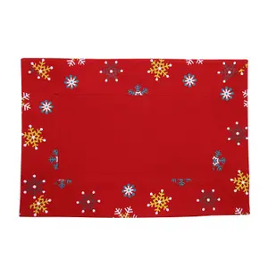 Homescapes Cotton Christmas Red Snowflake Pack of 2 Placemats