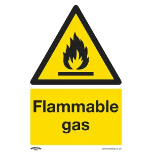 Sealey Warning Safety Sign Flammable Gas Rigid Plastic 200 x 300mm SS59P1