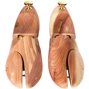 Shoe Stretcher - 3 pairs, cedar wood & brass, absorbs moisture, for women & men - brown