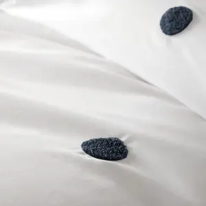 Dot Garden Cotton Solid Colour Duvet Cover Set with Pillowcases White/Navy Dots / Single Duvet Cover + 1 Standard Pillowcase