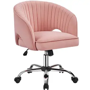 Yaheetech Accent Armchair with Tufted Barrel - Pink / Velvet