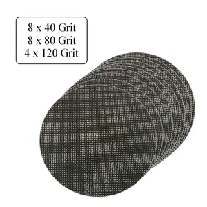 20 x Assorted Grit Hook and Loop 225mm Mesh Sanding Discs Orbital Sander Sheets