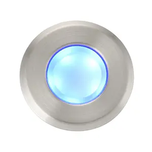 Luminosa Cove Outdoor Coastal Recessed Ground Light Blue IP67 0.8W Marine Grade Brushed Stainless Steel & Frosted