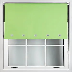 Furnished Made to Measure Blackout Roller Blinds with Square Eyelets - Lime Green Roller Blind (W210cm (L)210cm