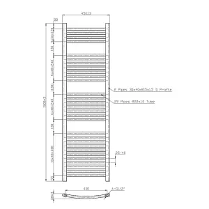 Rinse Curved Bathroom Heated Towel Rail Warmer Radiator Central Heating Chrome - 1500x450mm