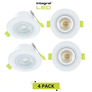 Smart Alexa Fire Rated LED Downlights: IP65 600LM 5W 2700K to 6500K Dimmable - White (4 Pack)