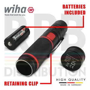 Wiha Flashlight With LED Laser And UV Light 100 To 310lm Pocket Clip 41286