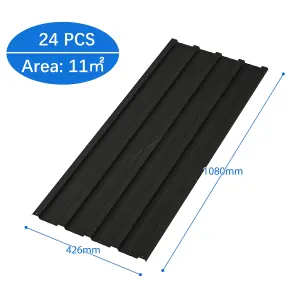 Birchtree Corrugated Roof Sheet Profile Metal Roofing Panel Cover Carport Shed 24PCS Black